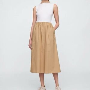 NWT GAP Boatneck Midi Dress Two Tone Tan/White M
